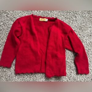 Carver’s Vibrant Red Sweater with Scalloped Trim
